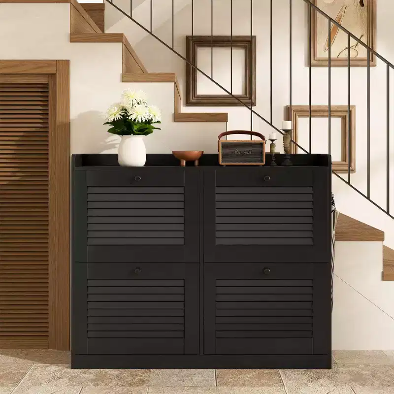 Shoe Storage Cabinet with Flip Drawers, Narrow Shoe Cabinet with Wooden Legs, Freestanding Shoes Rack Organizer for Hallway, Bedroom, Living Room