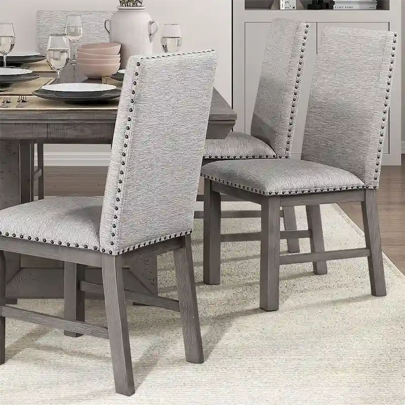 9 PCS Dining Set w/ Extension Leaf Table and 8 Upholstered Chairs