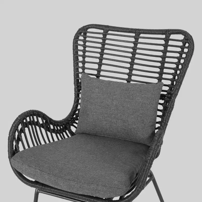 Chalet Modern Boho Chat Set Gray - Christopher Knight Home: Wicker & Metal Frame, 4-Piece Patio Ensemble