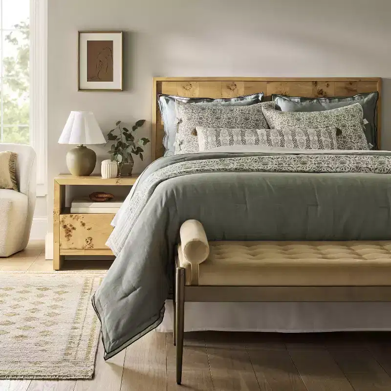 Queen Ogden Sectional Wood Headboard - Natural Brown Veneer