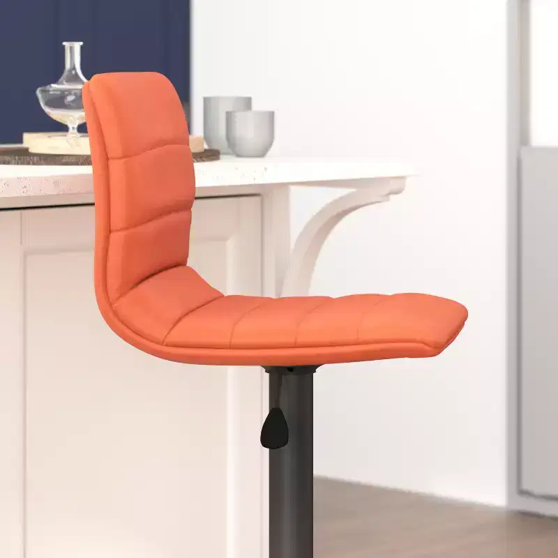 Emma and Oliver Coti Modern Channel Tufted Upholstered Height Adjustable Mid-Back Stool and Pedestal Base with Footrest