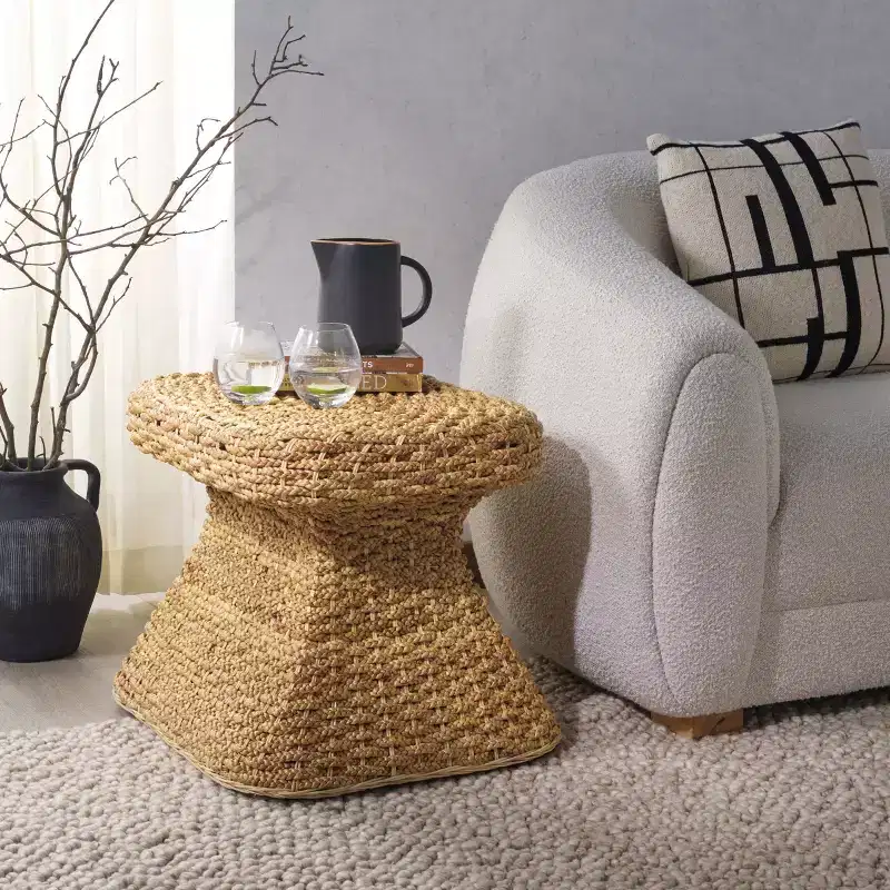 Caprianna Woven Waterhyacinth Accent Table - CWK2010 - Natural - Safavieh Couture