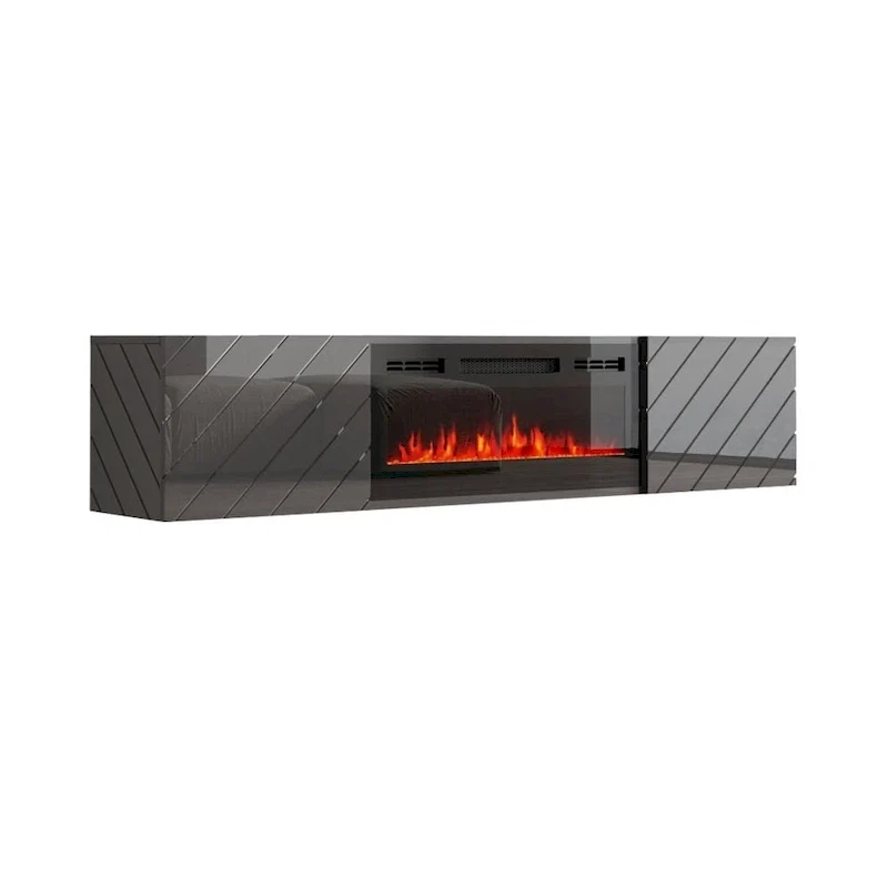 Wall Mounted Electric Fireplace TV Stand, Fits Up to 80