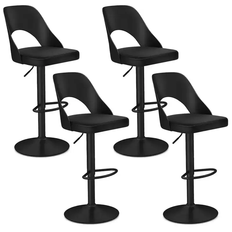 Costway Bar Stools Set of 4 w/Enlarged PU Leather Seat Footrest Swivel Bar Chairs