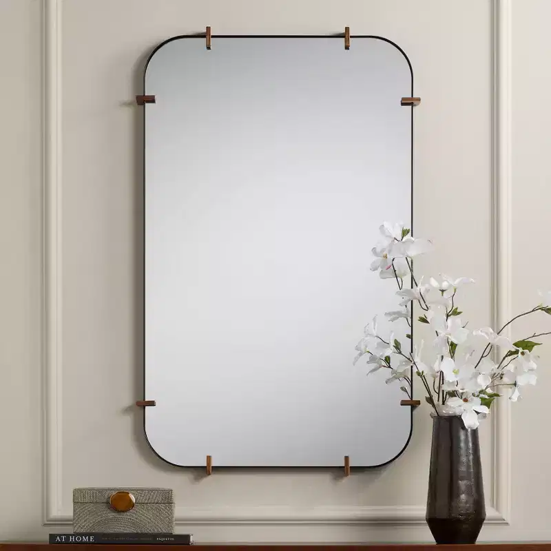 24 x 38 Black Rounded Edge Wall Mirror