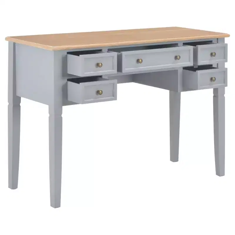 vidaXL Writing Desk White and Brown Engineered Wood and Pinewood Standard