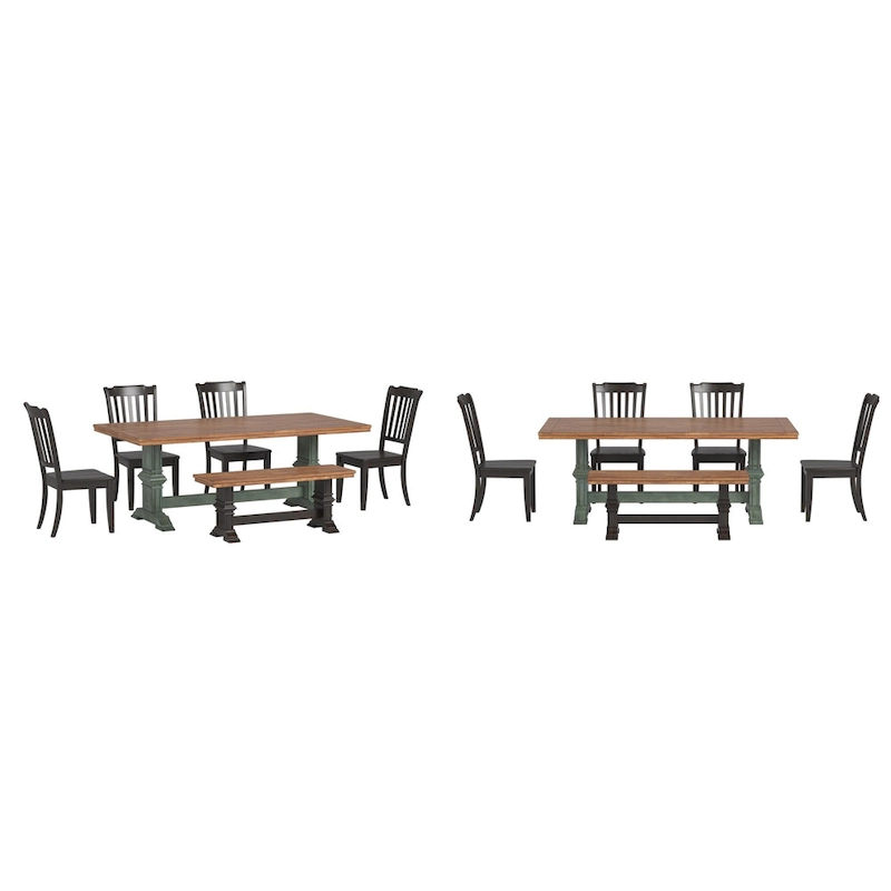 Ronda 78 Rectangular Solid Wood Top Dining Set with Spindle Back Chairs