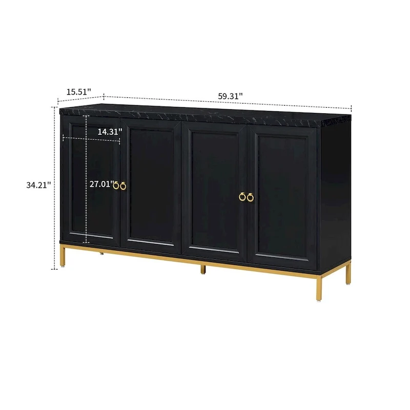 Wooden Sideboard with Faux Marble Top