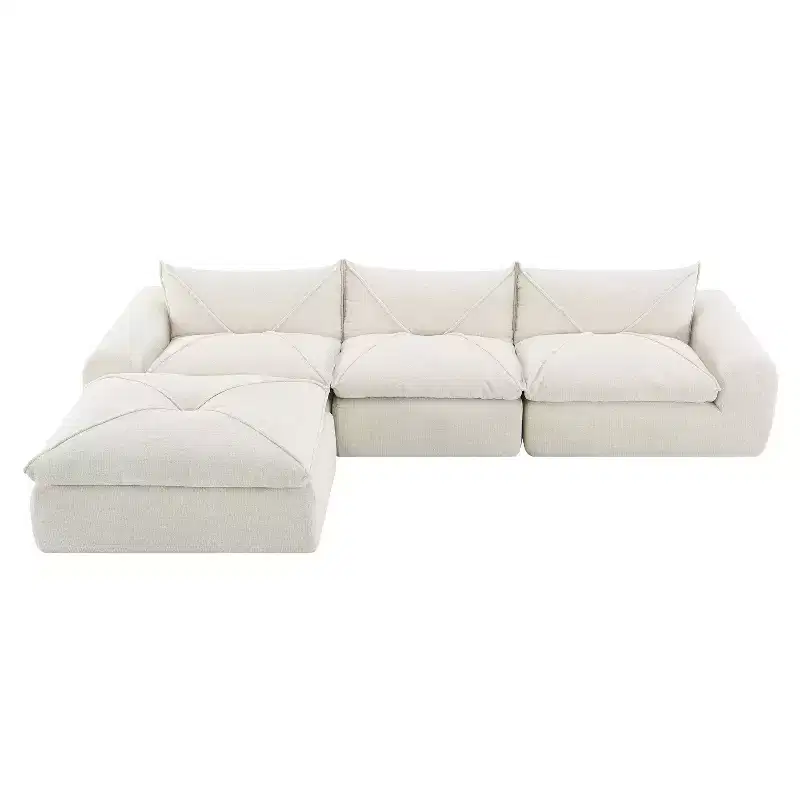 Whisen 116 Modular 4-Seat Sofa Bed, Spacious Foam Filled, Elderly/Baby Safe, No Assembly, Free Combination