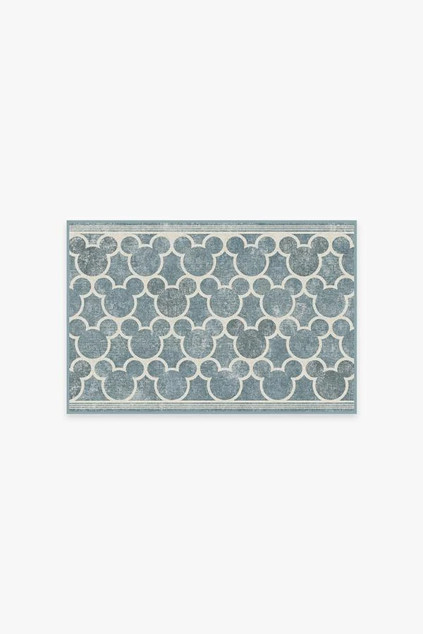 Modern Character Flatwoven Rug with Trellis Silhouette Pattern in Slate Blue for Kids Room & Living Room