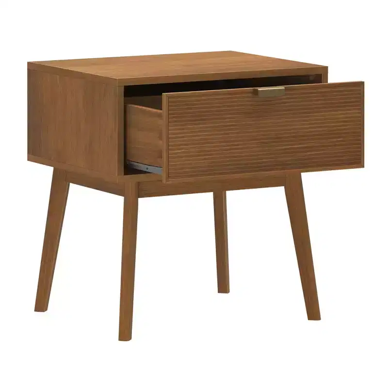 Linea Tambour 1 Drawer Nightstand with Brass Pull
