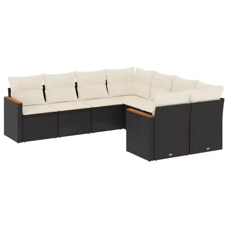 vidaXL Garden Sofa Set Black PE Rattan Medium Removable Covers