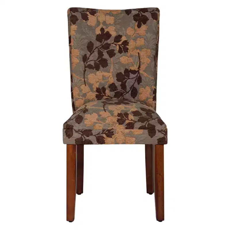 Dining Chair Brown/Tan - : Upholstered, Wood Legs, Foam Cushion, Spot Clean