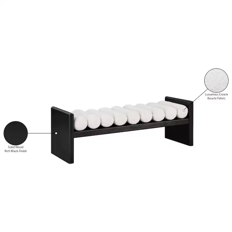 Meridian Furniture,Waverly Boucle Fabric Bench