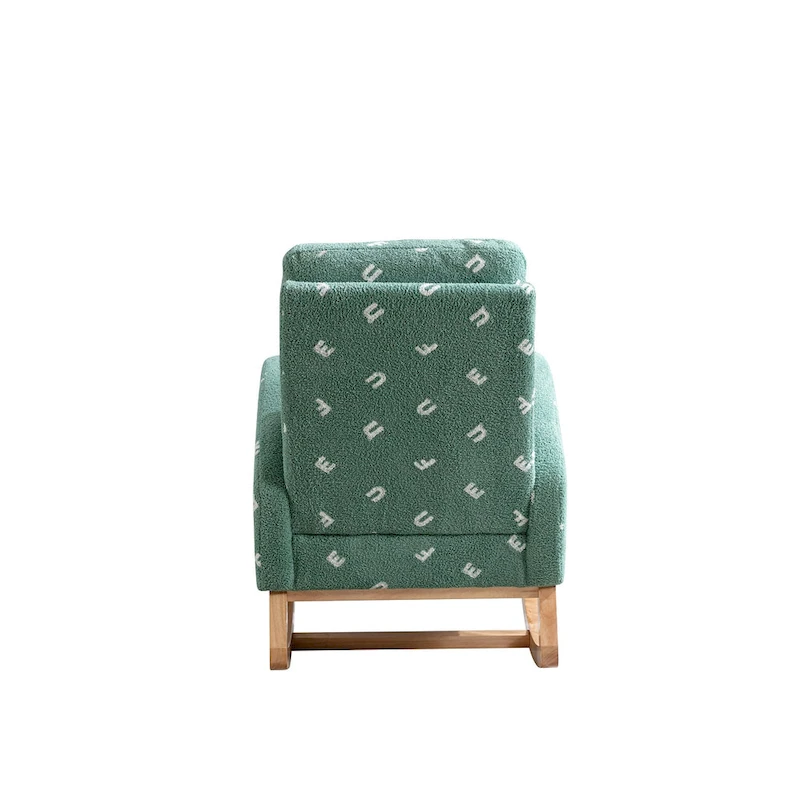 Green 26.8 Upholstered High Back Rocking Chair with Side Pocket