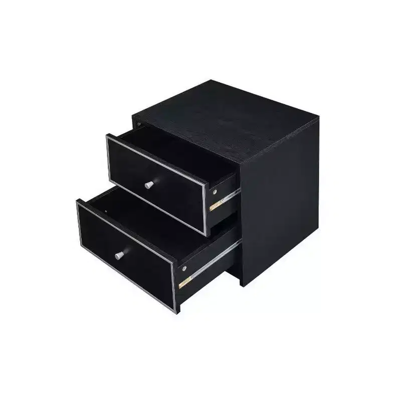 Royal Hampton Table with 2 Storage Drawers and Intricate Trimming, Black