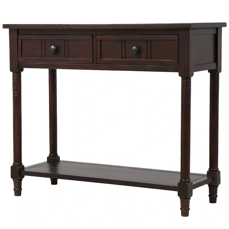 Modern Console Table with Two Drawers and Bottom Shelf