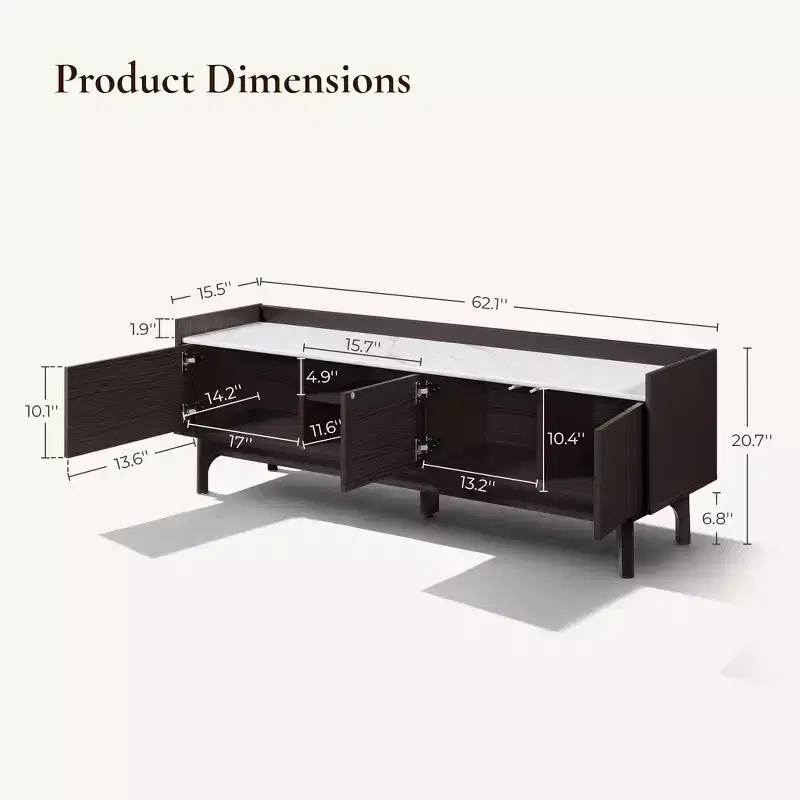 TV Stand for TVs up to 70 Inches with LED Lights and Power Outlets