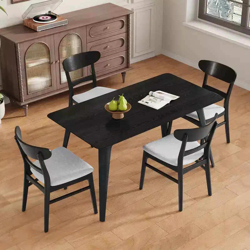 Christopher Knight Home Jinna Mid-Century Modern 5 Piece Rubberwood Dining Set with Upholstered Chairs