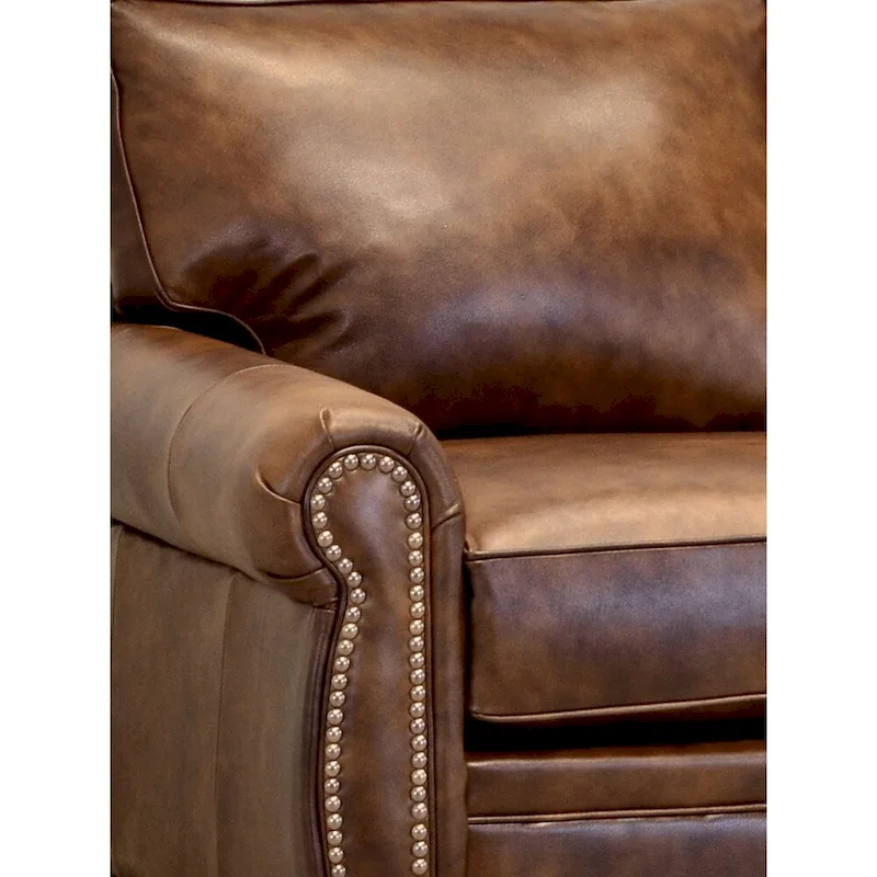 Made in USA Cabot Brown Top Grain Leather Sofa and Chair Set