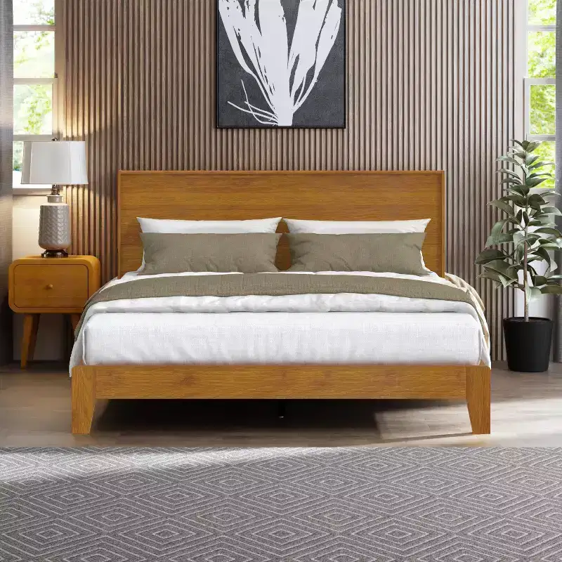 Queen Bed with Headboard Gray