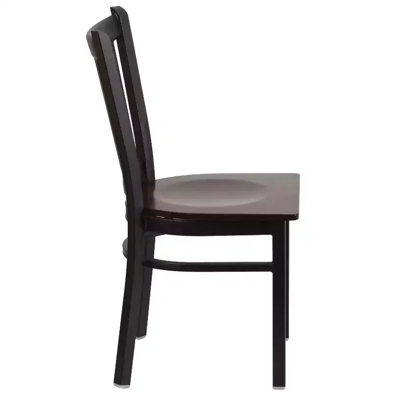 Black Metal Frame Vertical Back Dining Chair – Vinyl or Wood Seat, Seats 1
