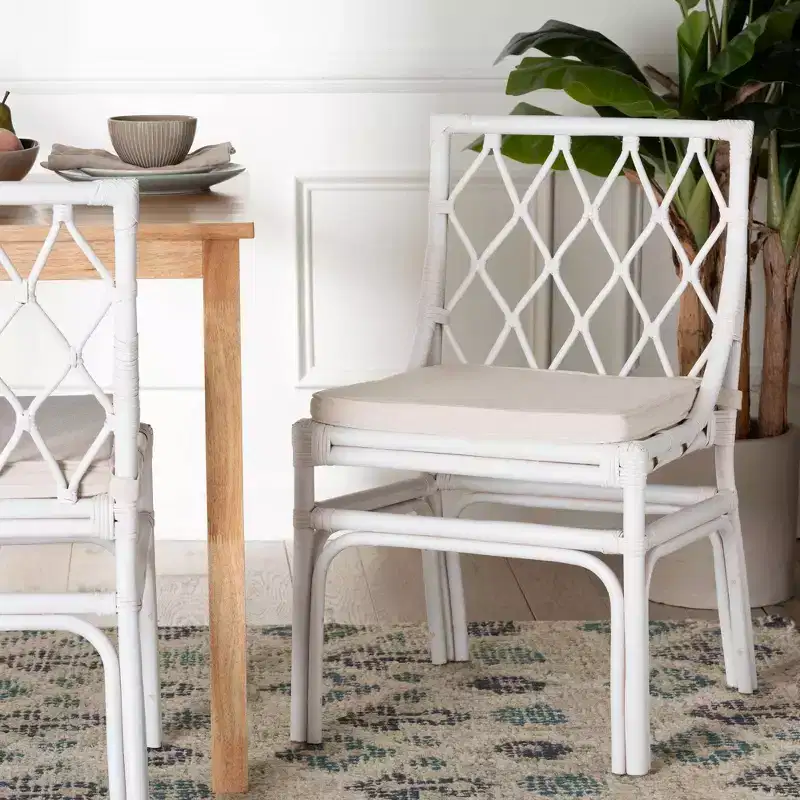 bali & pari Carwyn Rattan Dining Chair White