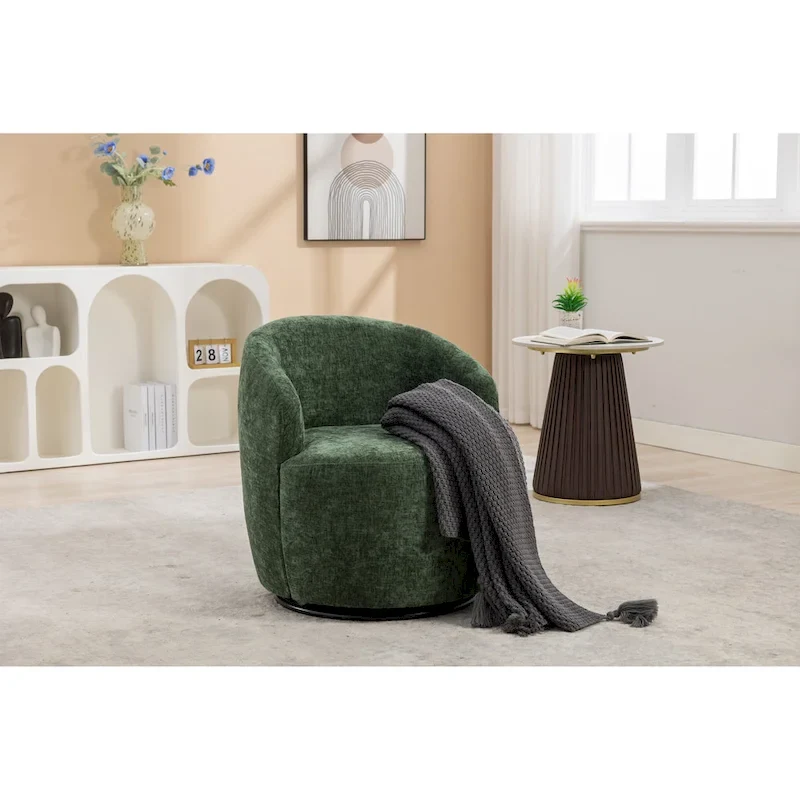 25.6 Swivel Barrel Chair with Black Coating