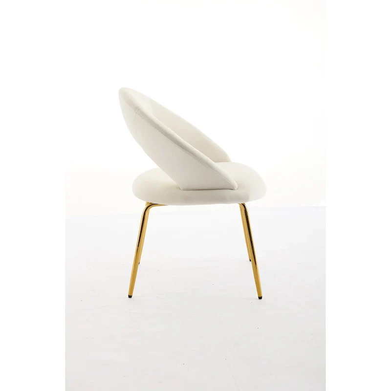 Velvet Dining Accent Chairs with Curved Backrest and Gold Metal Legs - 250lb Capacity