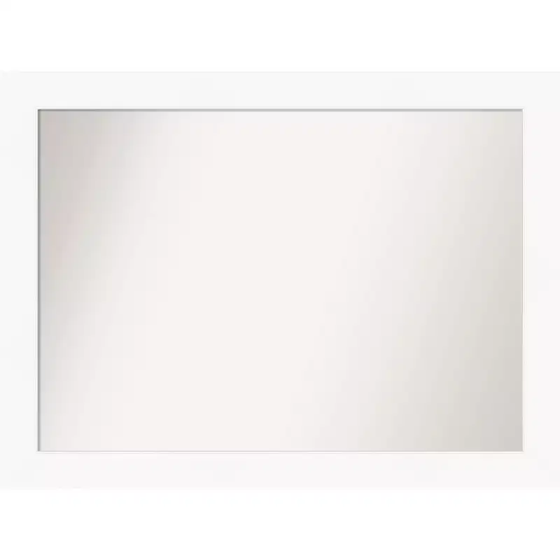 44" x 33" Non-Beveled Cabinet Bathroom Wall Mirror White - : Modern Rectangle, Includes Mounting Hardware