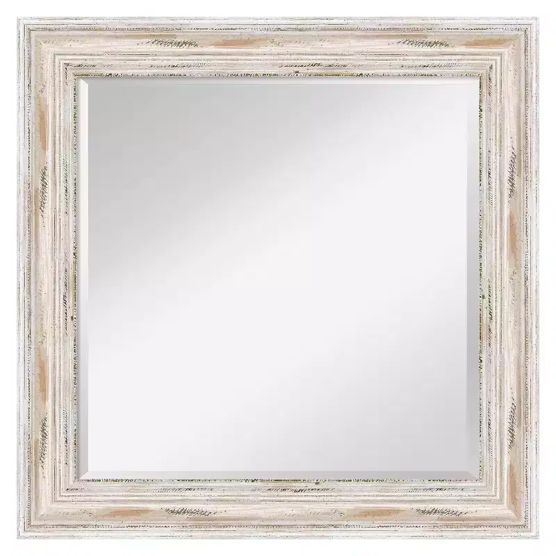 Alexandria White Wash Framed Wall Mirror - Amanti Art