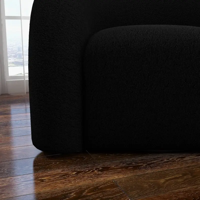 SEYNAR Modern Glam 360 Degree Swivel Teddy Upholstered Accent Armchair with Tufted Back