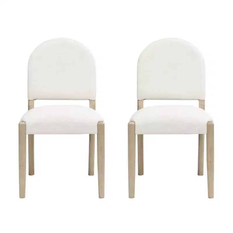 Mid Century Fabric Upholstered Dining Chairs with Back, Set of 2