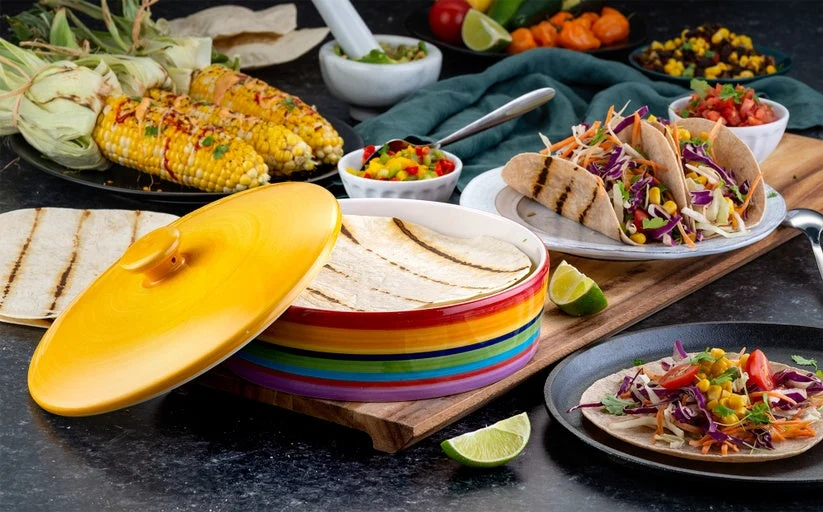 Ceramic Tortilla Warmer, Multicolor