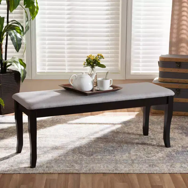 Cornelie Fabric Upholstered Wood Dining Bench - Baxton Studio