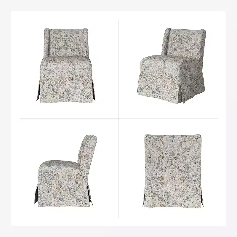Fabrizius Transitional Upholstered Slipper Chair with Washable Slipcover and Solid Wood Legs | HULALA HOME