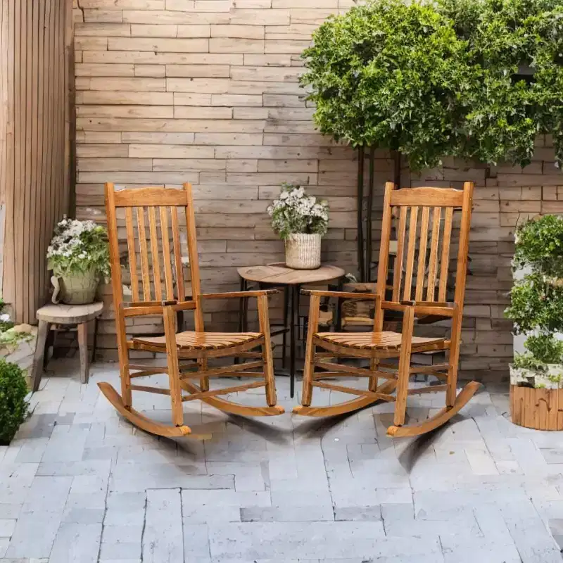 Karl Home | Classic Solid Wood Patio Rocking Chair (Set of 2)