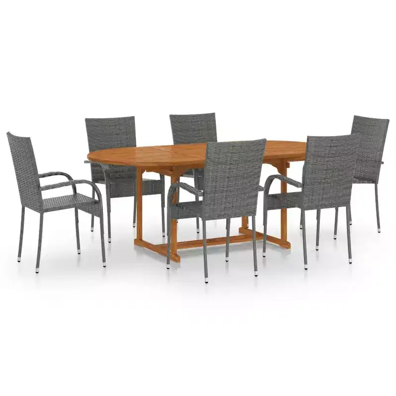 vidaXL Dining Set Solid Acacia wood Medium Stackable Dining Set