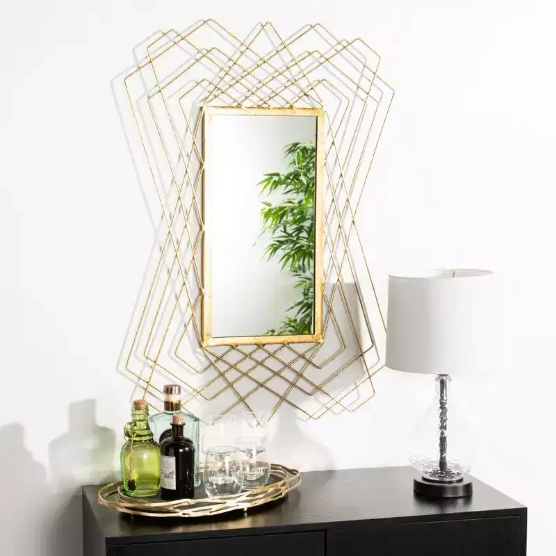 Geometric Iron Frame Wall Mirror, 20 x 10 Inches