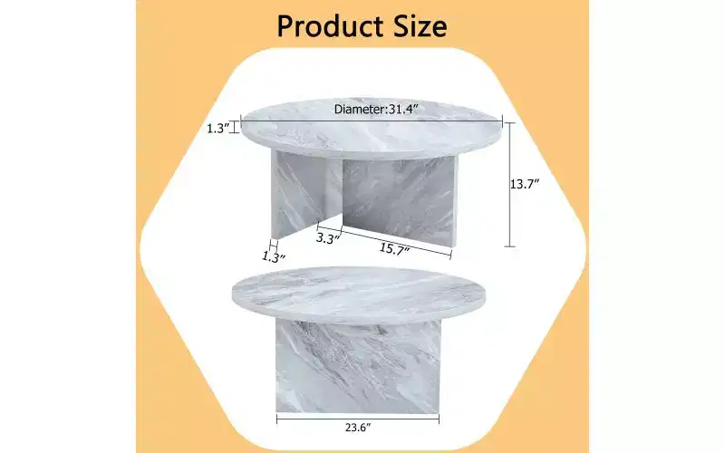 Modern Round Coffee Table, Faux Marble Top with Minimalist Nordic Design, Versatile for Living Room, Home Office, or Bedroom - White