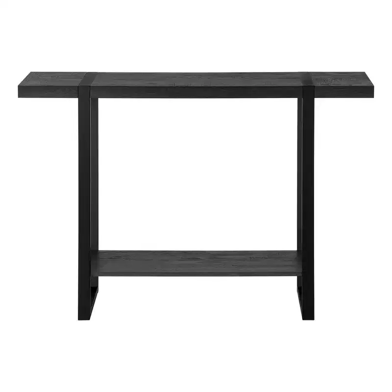 HomeRoots 47 Black Wood and Metal Distressed Sled Console Table With Shelf