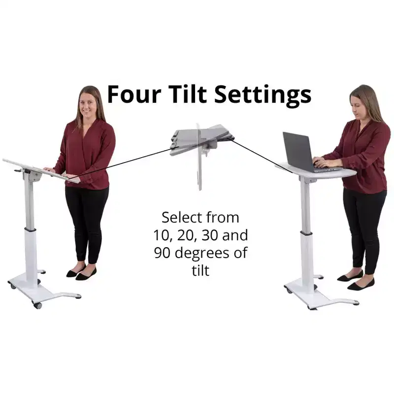 Pneumatic Adjustable Height Tilting Laptop Lectern Podium 25.5