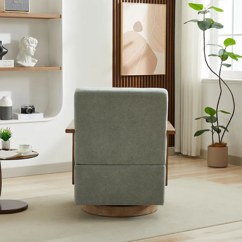 30.31 Linen Blend Upholstered 360 Swivel Accent Chair