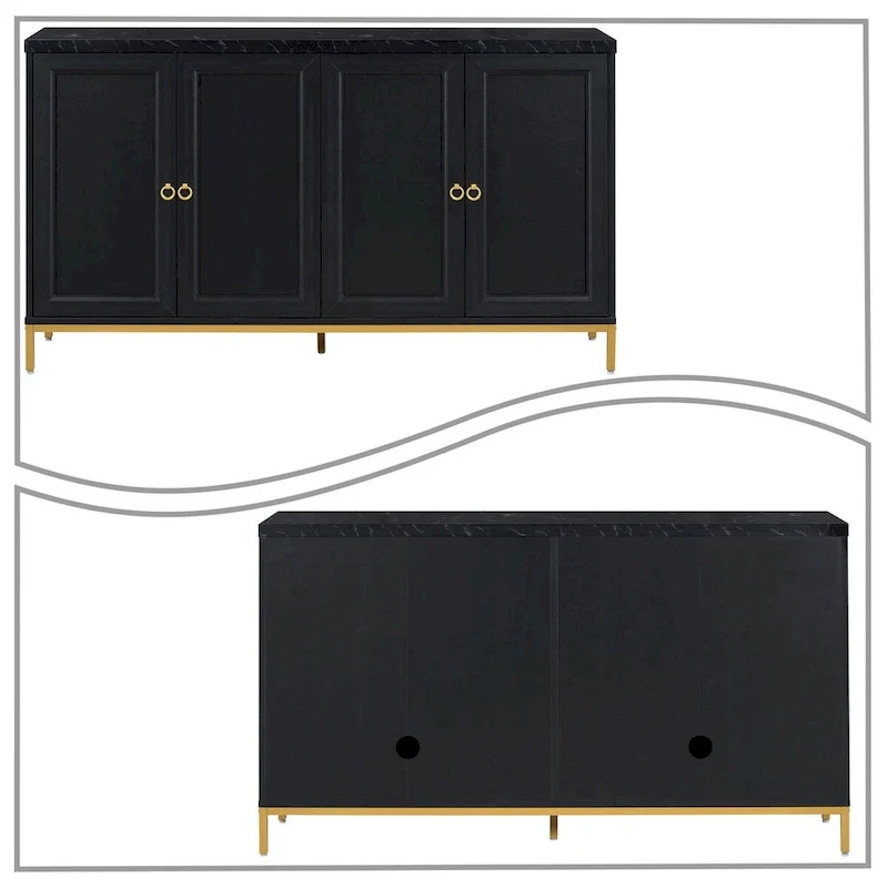 Wooden Sideboard with Faux Marble Top