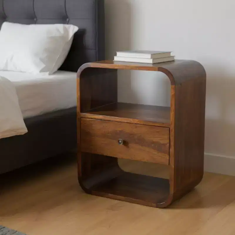 HomeRoots 22 Brown Solid Wood One Drawer Nightstand