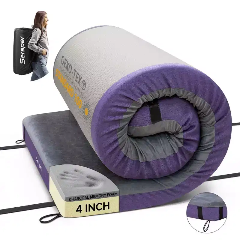 Sersper 4 Inch Outdoor Mattress for Camping and RV with Side Pocket,Waterproof,Portable,Folding