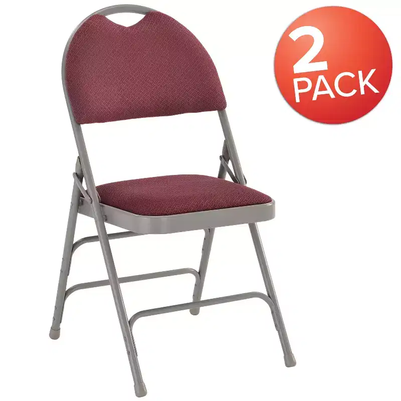 Extra Large Ultra-Premium Triple Braced Metal Folding Chair with Easy-Carry Handle