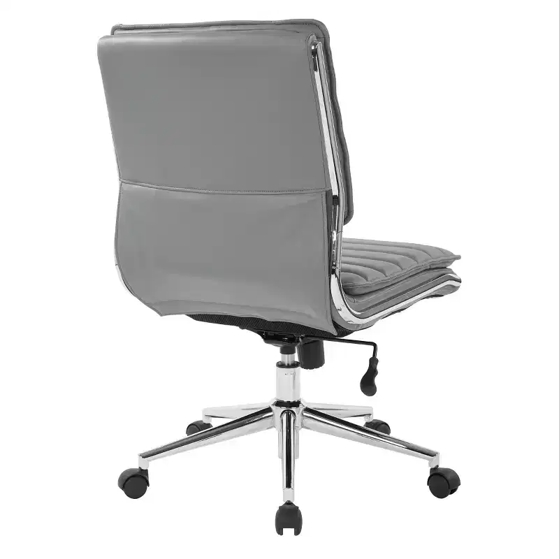 Armless Mid Back Manager's Faux Leather Chair with Chrome Base - OSP Designs