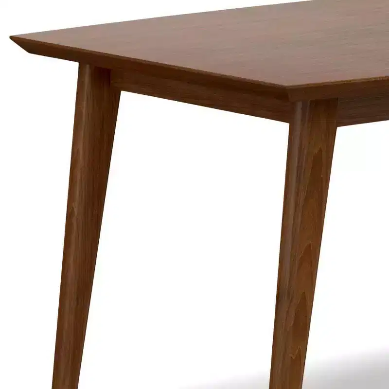 Mid-Century Rectangle Dining Table, Rubberwood Frame, Seats 6, Brown, 66