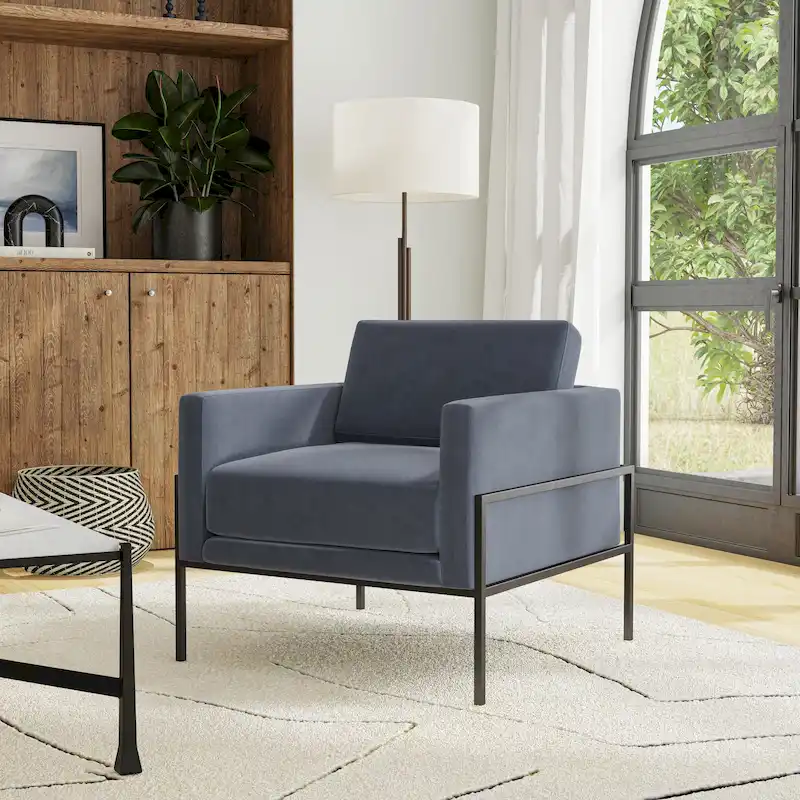 HomePop Modern Upholstered Club Chair w/Metal Frame